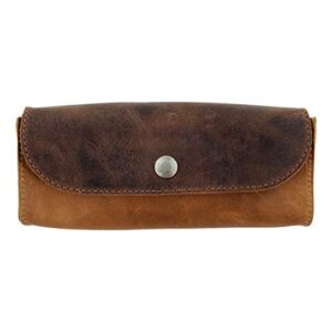 hide & drink, pencil case handmade from full grain leather – stylish, classic, pen and pencil pouch, organizer – storage for writing utensils, great for school, work, office – single malt mahogany