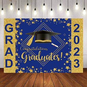 avezano graduation backdrops blue and gold congrats grad party background decorations class of 2023 graduation party banner supplies photo booth props(7x5ft)