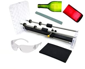 creator’s glass bottle cutter diy machine kit – professional series – most trusted, reliable, loved – made in the usa – precision quality parts – includes carbide cutter, ruler, ball bearing rollers, safety glasses – craft beer/liquor/wine bottles