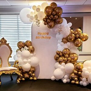 White and Gold Balloon Garland Kit, 124Pcs Arch Kit with Confetti White and Gold Balloons, Bright Durable Latex Balloons for Birthday, Anniversary, Wedding, Bridal Shower, Engagement, Party Decoration