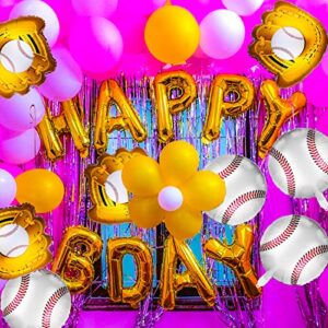 8 Pieces Baseball Balloons, Baseball Party Decorations 18 Inch Foil Mylar Baseball Glove Balloons Baseball Themed Birthday Party Supplies Decorations for Boys Girls Birthdays Party