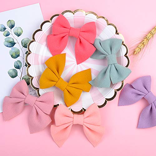 32PCS/16Colors 3.5 Inches Baby Girls Hair Bows Clips Alligator Clips Felt Woolen Hair Barrettes Hair Accessories for Toddlers Infants Kids and Little Girls