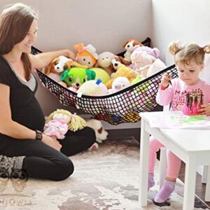 MiniOwls Toy Storage Hammock - Organizational Stuffed Animal Net for Play Room or Bedroom. Fits 30-40 Plushies. Comes in a Gift Box. (Black, X-Large)