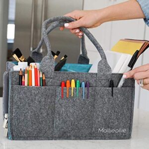 Premium Craft Supplies Storage Organizer with Zipper Pocket | Yarn & Knitting Caddy | Planner Tote | Customizable Compartment | Organize Tape, Needle, Scissors in Zipper Pocket