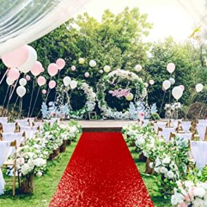 ShinyBeauty Sequin Aisle Runner 2Ft x 15Ft Red Carpet Runner Ourdoor Aisle Runner for Wedding Ceremony Red Aisle Runner Glitter Runner for Wedding Hallway Runner Rug 15 FT Aisle Runner Rug