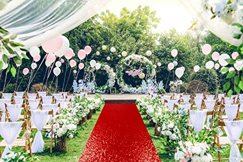 ShinyBeauty Sequin Aisle Runner 2Ft x 15Ft Red Carpet Runner Ourdoor Aisle Runner for Wedding Ceremony Red Aisle Runner Glitter Runner for Wedding Hallway Runner Rug 15 FT Aisle Runner Rug