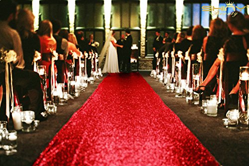 ShinyBeauty Sequin Aisle Runner 2Ft x 15Ft Red Carpet Runner Ourdoor Aisle Runner for Wedding Ceremony Red Aisle Runner Glitter Runner for Wedding Hallway Runner Rug 15 FT Aisle Runner Rug