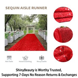 ShinyBeauty Sequin Aisle Runner 2Ft x 15Ft Red Carpet Runner Ourdoor Aisle Runner for Wedding Ceremony Red Aisle Runner Glitter Runner for Wedding Hallway Runner Rug 15 FT Aisle Runner Rug