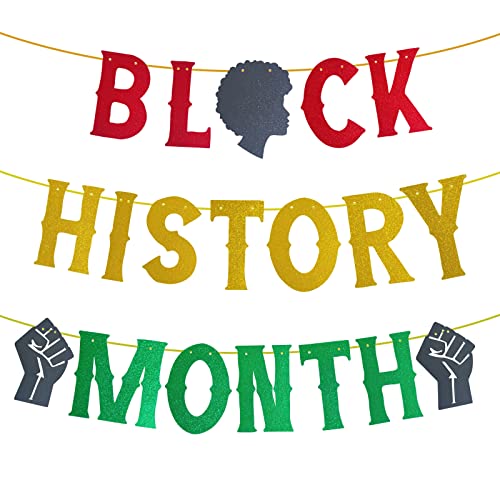 Glitter Black History Month Banner African American Emancipation Sign, Happy Juneteenth Day Party Decorations Celebration Black Freedom Festivals Decorations