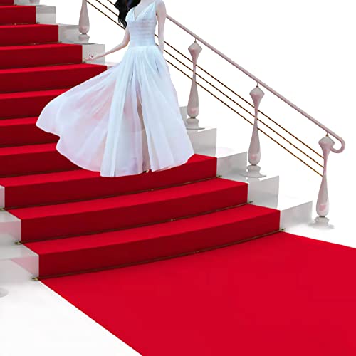 dofopo Red Carpet Runner for Party, 200GSM Thick Red Aisle Runner, 33Ft Non Slip Red Runway Rug for Wedding Ceremony Movie Theme Party Proposal Decorations