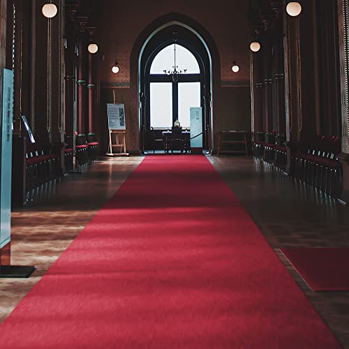 dofopo Red Carpet Runner for Party, 200GSM Thick Red Aisle Runner, 33Ft Non Slip Red Runway Rug for Wedding Ceremony Movie Theme Party Proposal Decorations