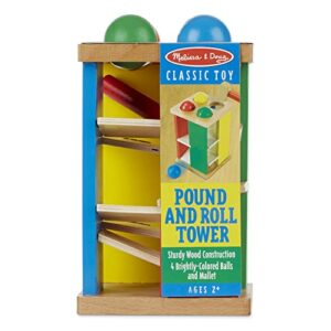 melissa & doug deluxe pound and roll wooden tower toy with hammer – pound a ball, educational toddler toys, wooden pounding bench for ages 2+
