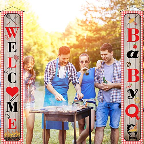 Babyq Baby Shower Decoration Sign Banner Baby Q Banner BBQ Themed Baby Shower Gender Reveal Birthday Party Decorations Supplies for Boy Girl