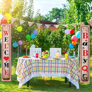 Babyq Baby Shower Decoration Sign Banner Baby Q Banner BBQ Themed Baby Shower Gender Reveal Birthday Party Decorations Supplies for Boy Girl