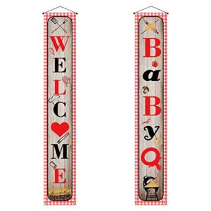 Babyq Baby Shower Decoration Sign Banner Baby Q Banner BBQ Themed Baby Shower Gender Reveal Birthday Party Decorations Supplies for Boy Girl