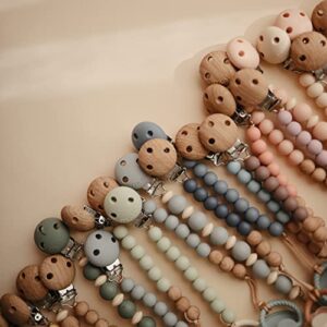 mushie 100% Silicone Baby Pacifier Clip BPA Free | Hera (Faux Wood)