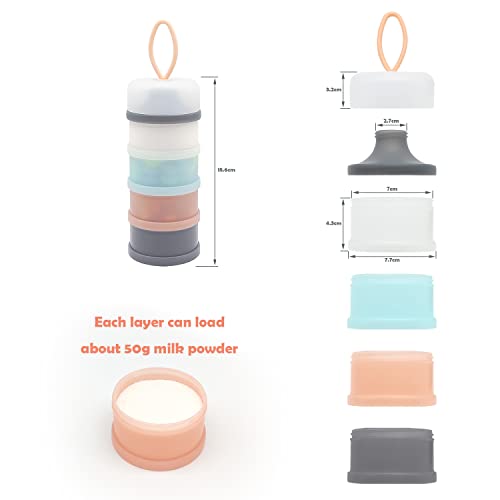 LADISO Baby Formula Dispenser, Formula Container, Portable Milk Powder Container, Non-Spill Stackable Baby Snack Storage Container, Baby Feeding Travel Storage Container, BPA Free, 4 Layers 2 Packs
