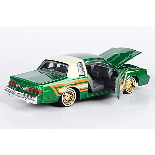 1987 Regal 3.8 SFI Turbo Green Metallic and Cream with Graphics Get Low Series 1/24 Diecast Model Car by Motormax 79023