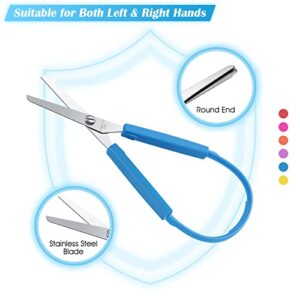 10 Packs Loop Scissors Colorful Grip Scissors for Kids and Teens 5.5 Inches Self Adaptive Opening Handles Grip Scissors Right and Lefty Support Cutting Scissors for Special Needs, 6 Colors