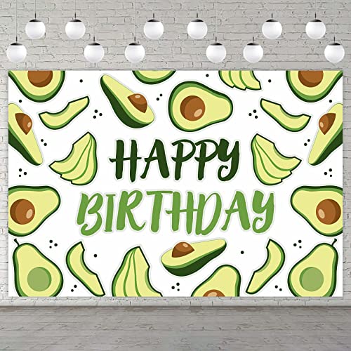 Hello Avocado Mexican Happy Birthday Banner Background Decorations Holy Guacamole Theme Decor for 1st Birthday Party Mexican Fiesta Baby Shower Bridal Engagement Backdrop Supplies Photo Studio Props