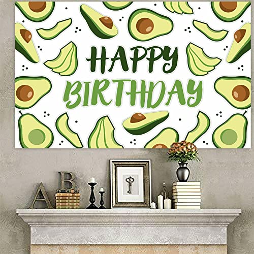 Hello Avocado Mexican Happy Birthday Banner Background Decorations Holy Guacamole Theme Decor for 1st Birthday Party Mexican Fiesta Baby Shower Bridal Engagement Backdrop Supplies Photo Studio Props