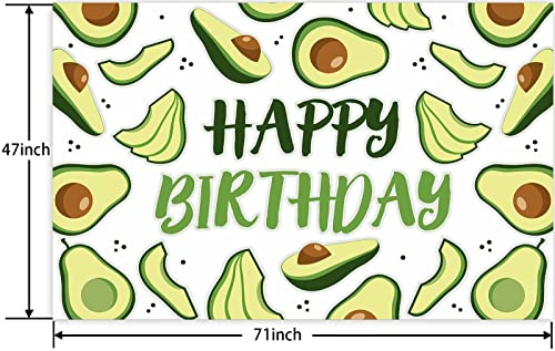 Hello Avocado Mexican Happy Birthday Banner Background Decorations Holy Guacamole Theme Decor for 1st Birthday Party Mexican Fiesta Baby Shower Bridal Engagement Backdrop Supplies Photo Studio Props