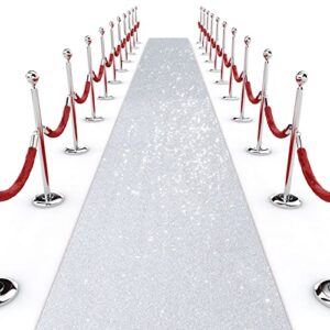 sequin aisle runner for weddings 2 x 15 ft glitter wedding rug runner with carpet tape sparkly wedding outdoor floor runner floor carpet runner for prom ceremony event party decoration (silver)