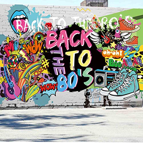80's Party Decorations,Scene Setters Wall Decorating Kit, Extra Large Fabric Back to The 80's Hip Hop Sign Party Banner (style 2)