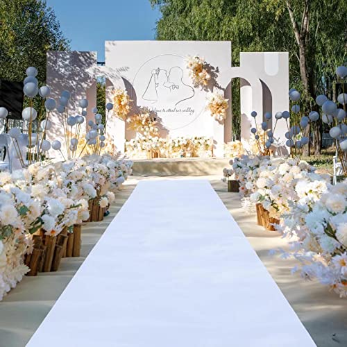 dofopo White Carpet Runner for Party, 200GSM White Aisle Runner for Wedding Ceremony, 33 Feet Wedding Aisle Runner Indoor Outdoor Wedding Decorations