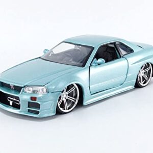 Jada Toys Fast & Furious 1:24 Brian's 2002 Nissan Skyline GT-R R34 Blue Green Die-cast Car, Toys for Kids and Adults