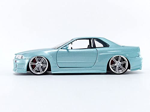 Jada Toys Fast & Furious 1:24 Brian's 2002 Nissan Skyline GT-R R34 Blue Green Die-cast Car, Toys for Kids and Adults