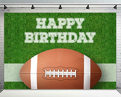 American Football Happy Birthday Decorations Banner Backdrop Rugby Players Sports Touchdown Theme Favors Supplies Decor for Fan Man Boy 1st Birthday Party Baby Shower Flag Background