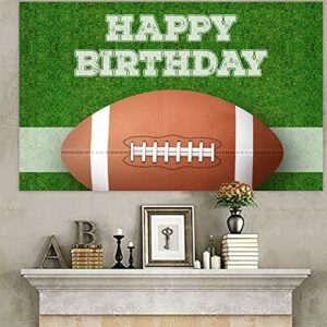 American Football Happy Birthday Decorations Banner Backdrop Rugby Players Sports Touchdown Theme Favors Supplies Decor for Fan Man Boy 1st Birthday Party Baby Shower Flag Background