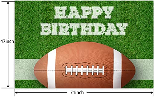 American Football Happy Birthday Decorations Banner Backdrop Rugby Players Sports Touchdown Theme Favors Supplies Decor for Fan Man Boy 1st Birthday Party Baby Shower Flag Background