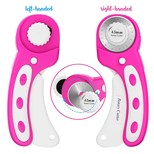 Rotary Cutter Kit, 45mm Rotary Cutter Tool Kit with Rotary Cutter, 12x18 Inch A3 Cutting Mat, Patchwork Ruler, 10 Fabric Clips, 50 pins and 3 Spare Blades