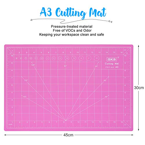 Rotary Cutter Kit, 45mm Rotary Cutter Tool Kit with Rotary Cutter, 12x18 Inch A3 Cutting Mat, Patchwork Ruler, 10 Fabric Clips, 50 pins and 3 Spare Blades