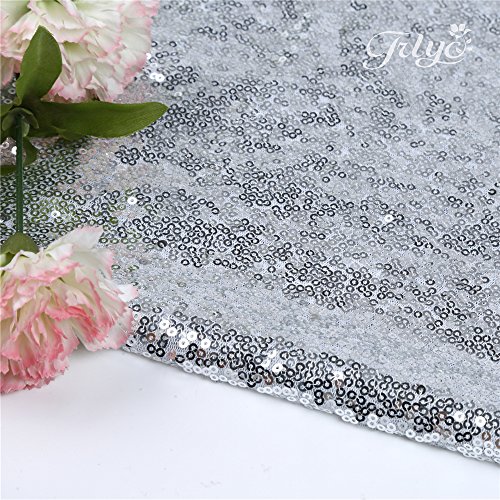 Trlyc Sparkle Carpet Runner Sequin Aisles Runner for Wedding-Silver 4ftx16ft