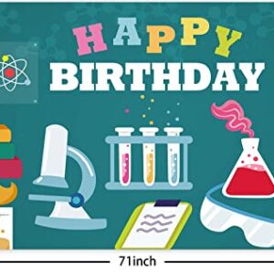 Science Happy Birthday Banner Backdrop Chemistry Theme Decor Decorations for School Science Laboratory Lab Science Classroom Boy Girl Kid Birthday Party Baby Shower Supplies Favors Photo Booth Props