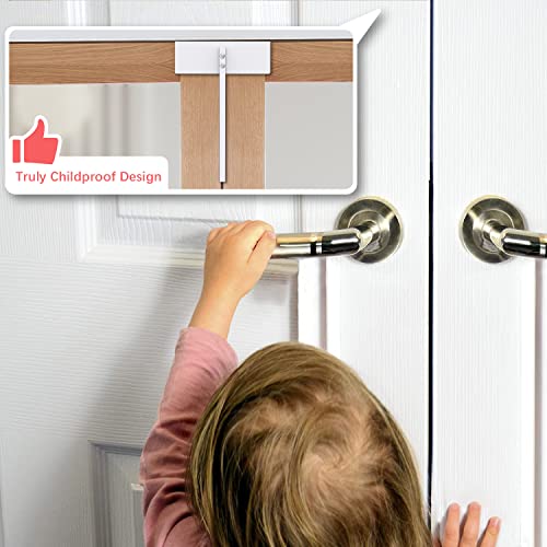 BILLROAD Metal Bifold Door Lock - Double Door Child Safety Locks Keep Toddler, Cats&Dogs Out of Closets, Cabinets, Pantry - No Need Install (2PC)