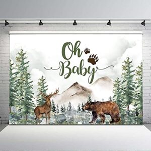 avezano adventure baby shower backdrop rustic forest woodland mountain bear baby shower background banner boy country bear deer baby shower backdrops decorations (8×6)