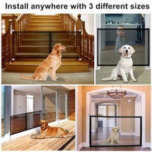 Wide Gate Magic Gate for Dogs, Indoor Outdoor Retractable Large Dog Gate, Extra Wide Expandable Folding Mesh Pet Gate for Stairs,Doors Safety Mesh Dog Gate Adjustable 3 Sizes(82.6"/47.2"/35.4"x28.2")