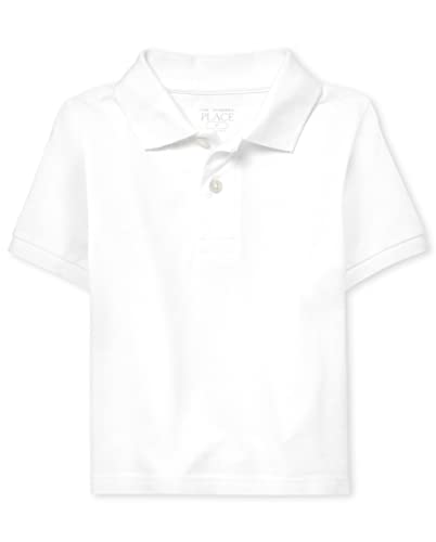 The Children's Place Baby Boys and Toddler Boys Short Sleeve Pique Polo, White, 4T
