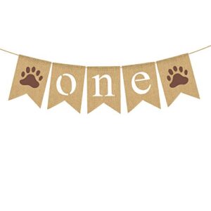 Rainlemon Jute Burlap Dog Puppy One Banner Pet or Boy 1st Birthday Party Garland Decoraiton