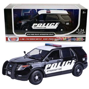 2015 Ford Interceptor Police Car Black/White 1/24 by Motormax 76954