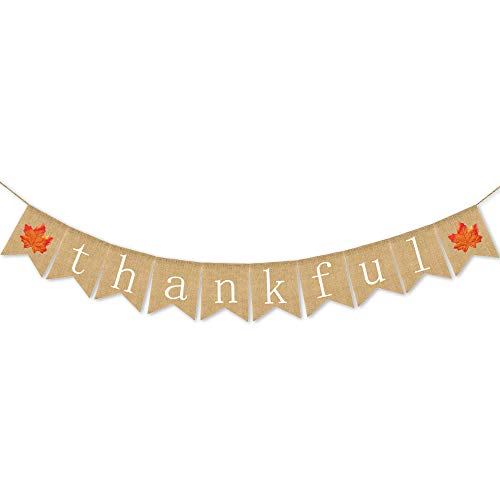 Thanksgiving Banner Thankful Banner Burlap - Thanksgiving Decoration | Fall Banner| Thanksgiving Decor