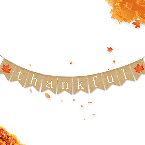 Thanksgiving Banner Thankful Banner Burlap - Thanksgiving Decoration | Fall Banner| Thanksgiving Decor