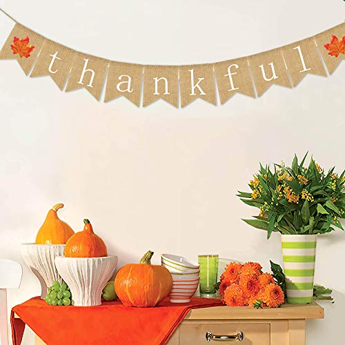 Thanksgiving Banner Thankful Banner Burlap - Thanksgiving Decoration | Fall Banner| Thanksgiving Decor