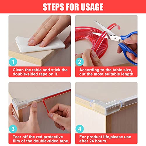 Edge Corner Guards Baby Proofing, 10FT Clear Furniture Edge Protector Strip, [10ft Edge + 4 Corners] Safety 3M Pre-Taped Furniture Bumper, Baby Corner Protector for Fireplace, Table, Stair