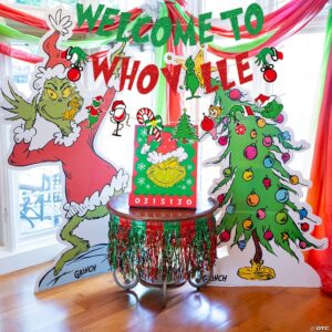 Welcome to Whoville Banner Grinch Christmas Decorations Grinch Garland Decorations Grinch Christmas Vacation Holiday Birthday Party Decorations Christmas Grinch Home Decorations(3 Packs,Pre-assembled)