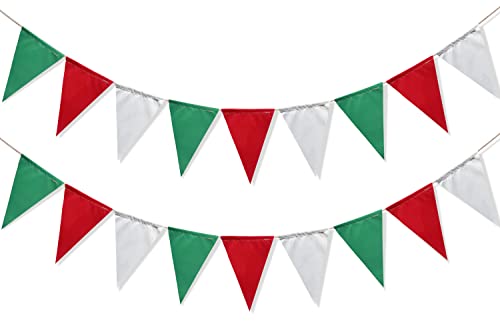 Uniwish Green Red White Triangle Flag Banner Christmas Fiesta Brands Mexican Italian Party Decorations Garland Graduation Wedding Baby Shower Birthday Party Favors